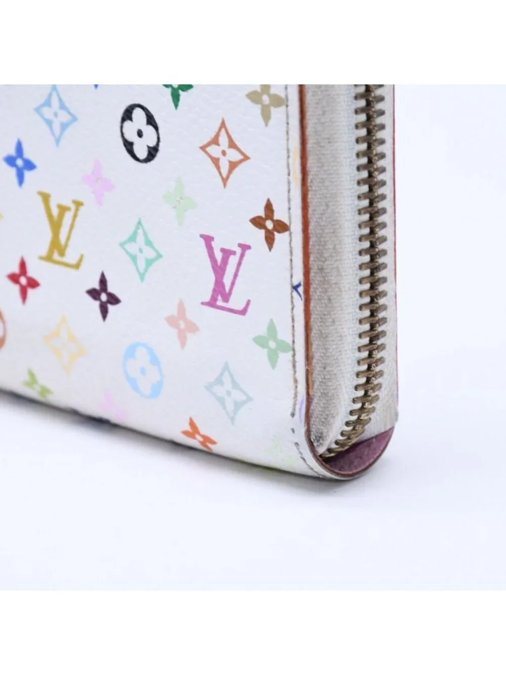 Louis Vuitton Monogram Multicolor Zippy Wallet Takashi Murakami Gold White